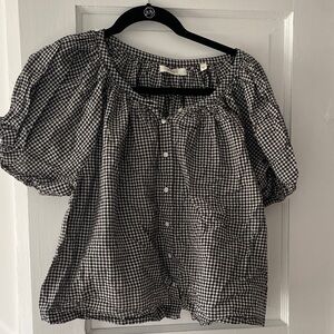 Doen Black and White Gingham Top
